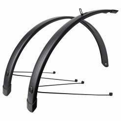 Garde Boue City-VTC Tringles 28'' Eurofender Tempo Square 58mm Noir Mat (Paire) Avec Fixation Doubles Tringles Amovibles Noires