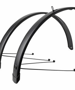Garde Boue City-VTC Tringles 28'' Eurofender Tempo Square 58mm Noir Mat (Paire) Avec Fixation Doubles Tringles Amovibles Noires