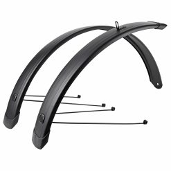 Garde Boue City-VTC Tringles 28'' Eurofender Tempo Square 72mm Noir Mat (Paire) Avec Fixation Doubles Tringles Amovibles Noires