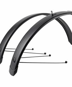 Garde Boue City-VTC Tringles 28'' Eurofender Tempo Square 72mm Noir Mat (Paire) Avec Fixation Doubles Tringles Amovibles Noires