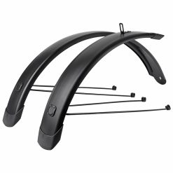 Garde Boue Tringles 20'' Eurofender Tempo Square 72mm Noir Mat (Paire) Avec Fixation Doubles Tringles Amovibles Noires (Compatible Leader Fox Modele Harlan)