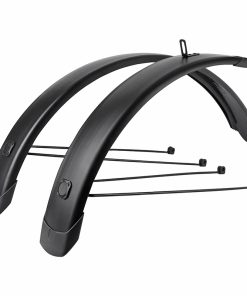 Garde Boue Tringles 20'' Eurofender Tempo Square 72mm Noir Mat (Paire) Avec Fixation Doubles Tringles Amovibles Noires (Compatible Leader Fox Modele Harlan)