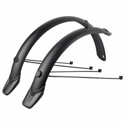 Garde Boue Tringles 20'' Eurofender Tempo Arrondi 58mm Noir Mat (Paire) Avec Fixation Doubles Tringles Amovibles Noires