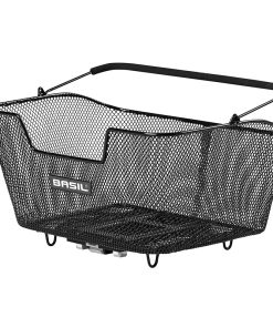 Panier Arriere Acier Nid Abeille Basil Base Medium Noir Pour Fixation Systeme Mik Ideal Pour E-Bike-Vae (L43Xl30Xh23Cm)