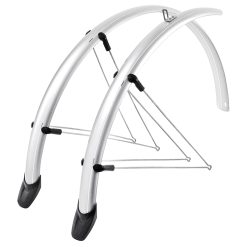 Garde Boue City-VTC Tringles 28'' Eurofender Rapido 46mm Argent (Paire) Avec Fixation Rapido