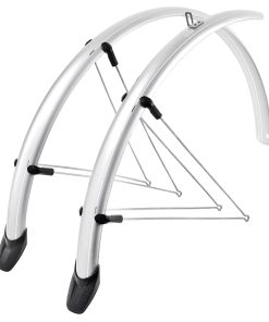 Garde Boue City-VTC Tringles 28'' Eurofender Rapido 46mm Argent (Paire) Avec Fixation Rapido