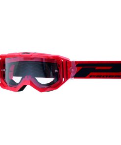 Masque-Lunettes Cross Progrip 3300 TR Vision Go Rouge Mat Ecran Transparent Anti-Rayures-Anti U.V.-Anti-Buee (Homologue Ce-En-N° Ac-96025 Rev.2)