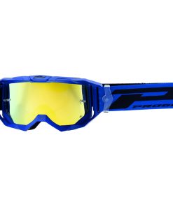Masque-Lunettes Cross Progrip 3300 Fl Vision Go Multilayered Bleu Mat Ecran Miroir Jaune Anti-Rayures-Anti U.V.-Anti-Buee (Homologue Ce-En-N° Ac-96025 Rev.2)