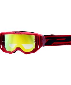 Masque-Lunettes Cross Progrip 3300 Fl Vision Go Multilayered Rouge Mat Ecran Miroir Jaune Anti-Rayures-Anti U.V.-Anti-Buee (Homologue Ce-En-N° Ac-96025 Rev.2)