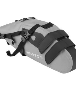 Sacoche de Selle Velo Newton 16L Gris Etanche Fixation Velcro ( L 60Cm X L 15Cm X 16Cm)