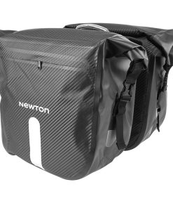 Sacoche Arriere Velo Double Newton Noir Effet Carbone 25L Fixation Sangles Velcro Sur Porte Bagage (56X30X15Cm) Fermeture Pliant Anti-Pluie