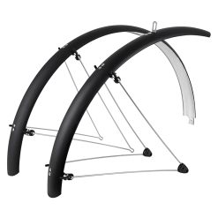 Garde Boue City-VTC Tringles 28'' Stronglight Tour 54mm Noir Mat (Paire) Avec Fixation Classic Tringles Inox