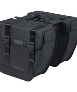 Sacoche Arriere Velo Double Basil Tour 28L Noir (34X14X34Cm) Fixation Porte Bagage Fixation Systeme Mik (Compatible Avec 157030 Inclus)