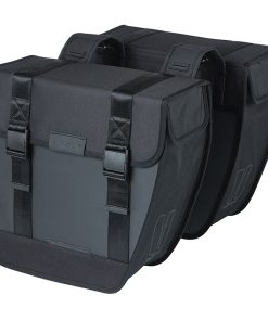 Sacoche Arriere Velo Double Basil Tour 28L Noir (29,5X14X29,5Cm) Fixation Porte Bagage
