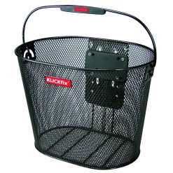 Panier Avant Acier Nid Abeille Klickfix 16L Noir Avec Anse Fixation Sur Cintre Guidon (36X27X25Cm) Avec Platine Plastique (Livre Sans Fixation)