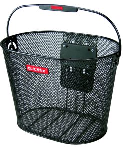 Panier Avant Acier Nid Abeille Klickfix 16L Noir Avec Anse Fixation Sur Cintre Guidon (36X27X25Cm) Avec Platine Plastique (Livre Sans Fixation)