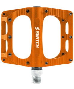 Pedale VTT Plateforme Descente - BMX Switch Xl Freeride Alu Cnc Orange Filetage 9-16 Avec Picots (Paire) 110X100mm