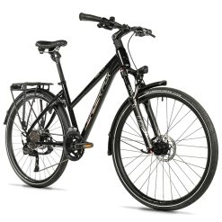 Velo Musculaire VTC 28 Leader Fox Espirit 2025 Femme Noir 9V Cadre Alu 18 Pouces (Taille Adulte 168 À 178 Cm)