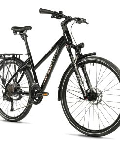 Velo Musculaire VTC 28 Leader Fox Espirit 2025 Femme Noir 9V Cadre Alu 18 Pouces (Taille Adulte 168 À 178 Cm)