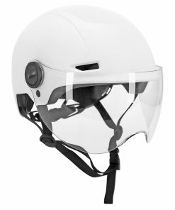 Casque Velo Adulte Urbain Trendy Blanc Avec Visiere et Molette de Reglage Taille 55-58 (Vendu A L'Unite)