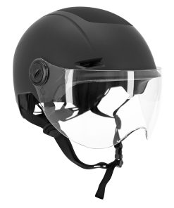 Casque Velo Adulte Urbain Trendy Noir Avec Visiere et Molette de Reglage Taille 55-58 (Vendu A L'Unite)