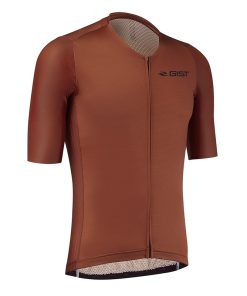 Maillot Gist Homme Podium Manches Courtes Zip Total Rouge Brique S -5359