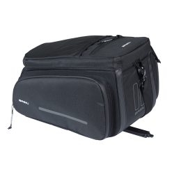 Sacoche Arriere Velo Basil Move Noir Avec Soufflet Waterproof Extensible 10-26L Fixation Porte Bagage (L33X L24Cmxh18Cm) Fixation Systeme Mik 2.0 (Inclus)