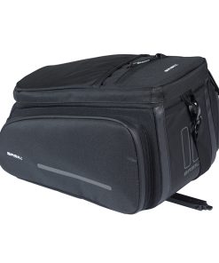 Sacoche Arriere Velo Basil Move Noir Avec Soufflet Waterproof Extensible 10-26L Fixation Porte Bagage (L33X L24Cmxh18Cm) Fixation Systeme Mik 2.0 (Inclus)