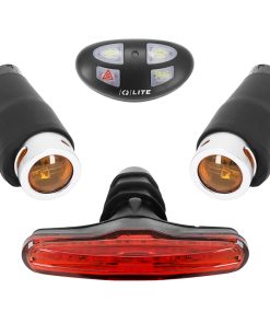 Eclairage Velo Kit Clignotant Direction Route Newton Usb 80 Lumens Sur Cintre Guidon-Rail de Selle Noir (Commande Au Cintre Guidon à Pile)