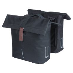 Sacoche Arriere Velo Double Basil City Noir 28-32L Fixation Porte Bagage Fixation Systeme Mik 2.0 (Compatible Avec 211726 Inclus) (33X30X19Cm) Fermeture Pliant Anti-Pluie