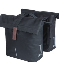 Sacoche Arriere Velo Double Basil City Noir 28-32L Fixation Porte Bagage Fixation Systeme Mik 2.0 (Compatible Avec 211726 Inclus) (33X30X19Cm) Fermeture Pliant Anti-Pluie