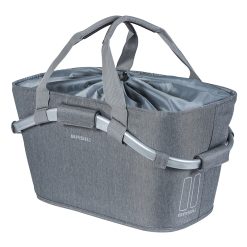 Panier Arriere Toile Basil 2Day 22L Gris Clair Avec Anse Fixation Clip Automatique Sur Porte Bagage Systeme Mik (Compatible Avec 157030 Inclus) - (Si Pas Fourni Sur Le Velo, Ajouter 155681)