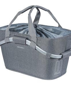 Panier Arriere Toile Basil 2Day 22L Gris Clair Avec Anse Fixation Clip Automatique Sur Porte Bagage Systeme Mik (Compatible Avec 157030 Inclus) - (Si Pas Fourni Sur Le Velo, Ajouter 155681)