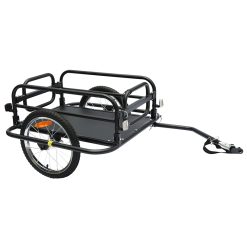 Remorque Velo Utilitaire Pliable Maxi 30Kgs (L69X47Xh26.5) Avec de Roues 16'' Fixation Axe de Roue Ar (Compatible Axe Plein Ecrou - Blocage Rapide)