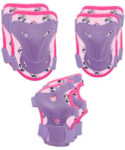 Protection Genouilleres - Coudieres et Poignets Disney Minnie Violet-Rose (Kit 6 Pieces) Pour Velo - Roller - Skate