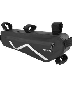 Sacoche de Cadre Velo Newton Noir Fixation Velcro Ouverture Laterale Zip Etanche + Poche Laterale Zip Etanche 2.8L (380X130X60Mm)
