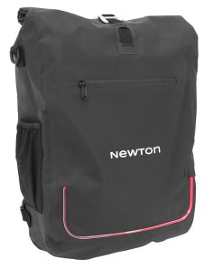 Sacoche Arriere Laterale Sac à Dos Velo Newton à Led Rouge 22L Noir Pochette Zip Interieure Amovible (Vendu à L'Unite) - Fixation Crochets Sur Porte Bagage (Inclus Cable Usb-C)