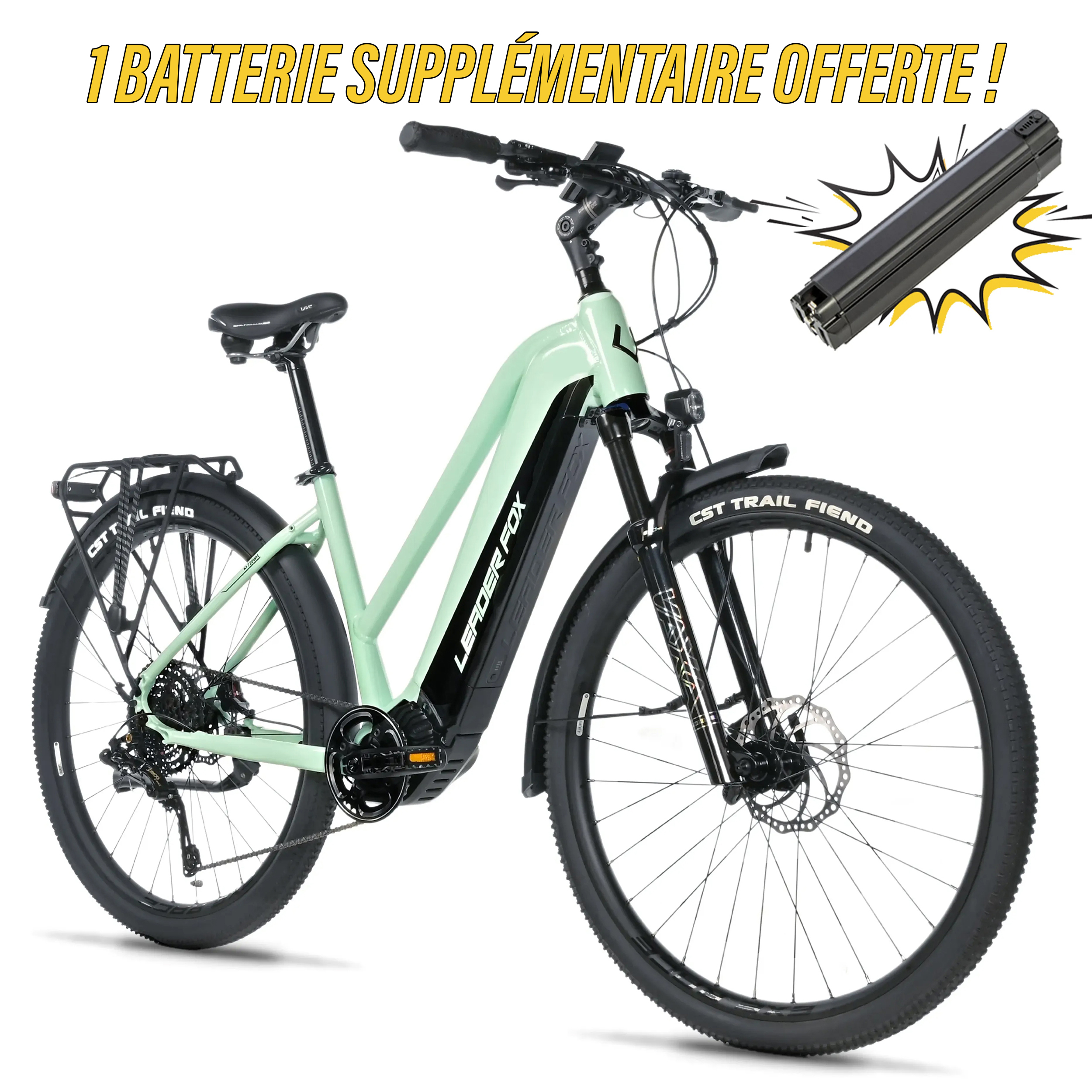 Velo Electrique-Vae VTC 28 Leader Fox Barnet 2025 Femme Vert D'Eau 9V Moteur Central Bafang M510 36V 95Nm Batterie 20Ah (20'' - H52Cm - Taille L - Pour Adulte de 178Cm À 185Cm)