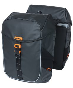 Sacoche Arriere Velo Double Basil Miles Waterproof 34L Noir-Orange Pour Systeme Mik 2.0 Sur Porte Bagage (Compatible Avec 211726 Inclus) (37X13X25Cm)