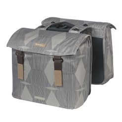 Sacoche Arriere Velo Double Basil Elegance 40L Taupe Fixation Velcros Sur Porte Bagage (36X32X16 Cm) Compatible Systeme Mik 2.0 (Compatible Avec 211726 Inclus)