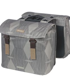 Sacoche Arriere Velo Double Basil Elegance 40L Taupe Fixation Velcros Sur Porte Bagage (36X32X16 Cm) Compatible Systeme Mik 2.0 (Compatible Avec 211726 Inclus)