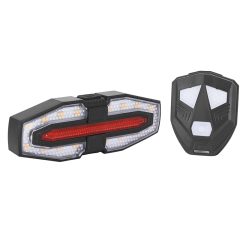 Eclairage Velo Directionnel Usb Arriere Sur Tige de Selle Avec Clignotant et Bouton Indicateur de Direction Sans Fil Noir Led 30 Lumens (5 Fonctions En Fixe et Clignotant) -Newton-