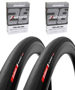 Pneu Route 700 X 26 Vittoria Rubino V Noir Graphene 2.0 TS (26-622) 235G (Pack de 2 Pneus et 2 Chambres)