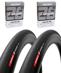 Pneu Route 700 X 28 Vittoria Rubino V Noir Graphene 2.0 TS (28-622) 240G (Pack de 2 Pneus et 2 Chambres)