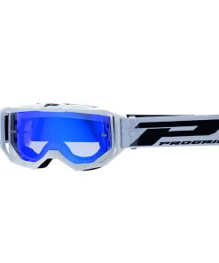 Masque-Lunettes Cross Progrip 3300 Fl Vision Go Multilayered Blanc Mat Ecran Miroir Argent Anti-Rayures-Anti U.V.-Anti-Buee (Homologue Ce-En-N° Ac-96025 Rev.2)
