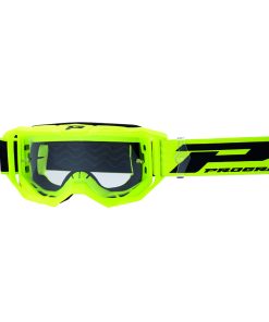Masque-Lunettes Cross Progrip 3300 TR Vision Go Jaune Fluo Mat Ecran Transparent Anti-Rayures-Anti U.V.-Anti-Buee (Homologue Ce-En-N° Ac-96025 Rev.2)