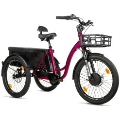 Tricycle Electrique-Vae City Leader Fox 24" Curtis X 2025 Mixte Bordeaux 8V Shimano Nexus Moteur Roue Av Bafang 36V 45Nm Batterie 16,7Ah (Largeur Hors Tout 75Cm, Debattement 50mm) -Housse Anti Pluie-