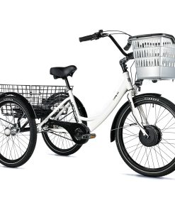 Tricycle Electrique-Vae City Leader Fox 24" Bormio 2025 Mixte Blanc Brillant 3V Shimano Nexus Moteur Roue Av Bafang 36V 45Nm Batterie 14,4Ah (Largeur Hors Tout 81Cm)