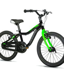 Velo Musculaire Enfant 18 Pouces Leader Fox Bubu 2025 Noir - Vert Monovitesse Cadre Alu (Taille Enfant 115 À 125 Cm) -V Brake-
