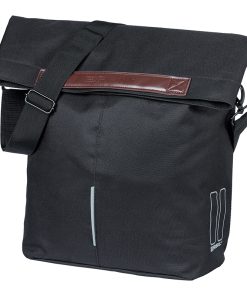 Sacoche Arriere Velo Laterale Sac Bandouliere Basil City Shopper Noir Droit-Gauche 14-16L Fixation Mik Hooks Porte Bagage Fermeture Pliant Anti-Pluie